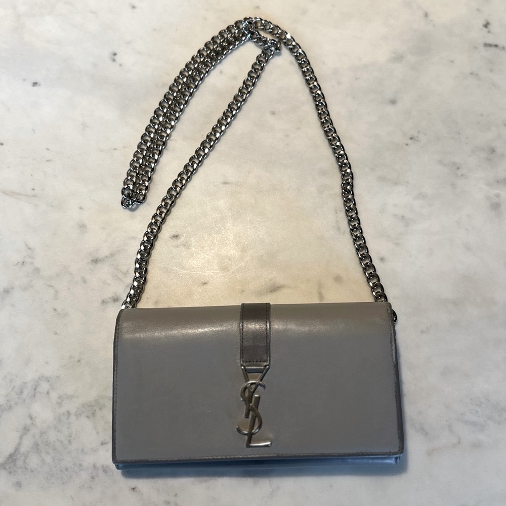 Saint Laurent Gray Wallet/Purse with Silver Accents + COA - Picture 4 of 10